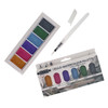 Pack of 6 Primary Metallic Watercolour in Palette & Refillable Water Brush by Icon