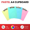 A4 Pastel Pink Plastic Clipboard with Metal Clip and Round Corner