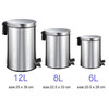 Stainless Steel Silver Metal Wastebin 12L