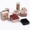 Pack of 9 Cute Cartoon Wood Animal Mini Stamps