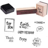 Pack of 9 Mini Cute Words Wood Stamps