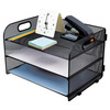 Black Multi-layer Desktop Document Storage Basket Rack 35 x 30 x 27.5cm
