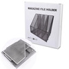 4 Compartments File Organizer Black Desktop Magazine Holder Rack 31.5 x 26 x 29.5 cm
