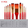 Pack of 11 Pieces Wood Handle Nylon Hair Acrylic Paintbrush Set