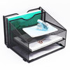 3 Letter Trays and 2 Vertical Sections Black Metal Desk Organizer