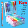 Pack of 60 Pastel Neon Glitter Gel Ink Pens