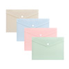 Pack of 12 A5 Assorted Light Pastel Coloured Soft Touch Plastic Document Wallets with Button Closure