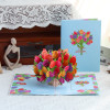Colorful Tulip Bouquet Blue 3D Pop Up Greeting Card