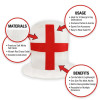 England St. George’s Cross Top Hat - White Red Cross Fancy Dress Party Accessory for Football Sports Events Celebrations Costume
