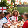 England Red and White Hula Lei (100cm) - Tropical Party Accessory for Festivals Fancy Dress Summer Beach Celebrations