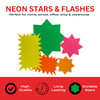 Pack of 500 Assorted Coloured Neon Fluorescent Stars & Flashes in Assorted Size