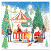 Pack of 10 Whimsical Market Design Square Christmas Cards With Envelopes