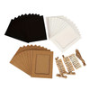 Black, White & Kraft Photo Frame Banner Set with Wooden Pegs and Hemp Twine