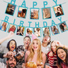 Glitter Blue Photo Insert HAPPY BIRTHDAY Banner with Ribbon