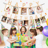 Glitter Blue Photo Insert HAPPY BIRTHDAY Banner with Ribbon