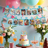 Glitter Blue Photo Insert HAPPY BIRTHDAY with Hearts Banner with Ribbon