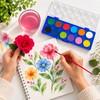 Set of 12 Solid Watercolour With Brush in Plastic Case