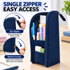 Blue Standing Zip Pencil Case 19.5 x 5 x 9cm