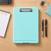 Single A4 Pastel Blue Plastic Clipboard Box File - Storage Filing Case