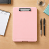 Single A4 Pastel Pink Plastic Clipboard Box File - Storage Filing Case