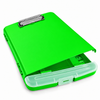 A4 Green Plastic Clipboard Box File With Pencil Holder - Storage Filing Case