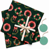 Pack of 2 Winterberry Wreath Design 50 x 70 cm Gift Wrap Sheets with 2 Tags - Christmas Seasonal Celebrations Winter Parties