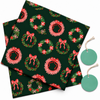 Pack of 2 Winterberry Wreath Design 50 x 70 cm Gift Wrap Sheets with 2 Tags - Christmas Seasonal Celebrations Winter Parties