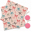 Pack of 2 Bow Pattern Design 50 x 70 cm Gift Wrap Sheets with 2 Tags - Christmas Birthdays Parties Holiday Gifting