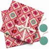 Pack of 2 Floral Tiles Design 50 x 70 cm Gift Wrap Sheets with 2 Tags - Valentine’s Mother's Day Birthdays Everyday Celebrations