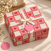Pack of 2 Heart Squares Design 50 x 70 cm Gift Wrap Sheets with 2 Tags - Valentine’s Mother's Day Birthdays Everyday Celebrations
