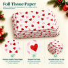 Pack of 5 Classic Hearts Design 50 x 70 cm Luxury Red Foil Tissue Sheets - Valentine, Wedding, Anniversary