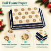 Pack of 8 Foil Floral Dots & Plain Navy Blue 50 x 70 cm Tissue Sheets - Weddings Anniversaries Birthdays Any Occasion