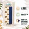 Pack of 8 Foil Floral Dots & Plain Navy Blue 50 x 70 cm Tissue Sheets - Weddings Anniversaries Birthdays Any Occasion