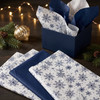 Pack of 8 Winter Foil Snowflakes & Plain Navy Blue 50 x 70 cm Tissue Sheets - Christmas Winter Celebrations