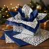 Pack of 8 Wild Leopard Luxury Foil Design & Plain Navy Blue 50 x 70 cm Tissue Sheets - Christmas Birthday Any Occasion