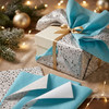 Pack of 8 Diamond Sparkle Luxury Foil Design & Plain Sky Blue 50 x 70 cm Tissue Sheets - Birthday Summer Everyday Celebrations
