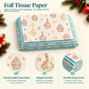 Pack of 8 Sweet Celebration Luxury Gold Foil Design & Plain Sky Blue 50 x 70 cm Tissue Sheets - Birthday, Cake, Boys