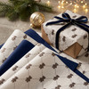 Pack of 8 Teddy Bear Luxury Gold Foil Design & Plain Navy Blue 50 x 70 cm Tissue Sheets - Birthday, Boys, Celebration