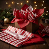 Pack of 8 Modern Stripe Band Luxury Red Foil Design & Plain Red 50 x 70 cm Tissue Sheets - Christmas Valentine Wedding Birthday