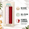 Pack of 8 Sprinkle Confetti Luxury Red Foil Design & Plain Red 50 x 70 cm Tissue Sheets - Christmas, Valentine, Birthday