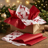Pack of 8 Flying Reindeer Luxury Red Foil Design & Plain Red 50 x 70 cm Tissue Sheets - Christmas Winter Celebrations