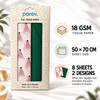 Pack of 8 Dotted Christmas Tree Luxury Red Foil Design & Plain Dark Green 50 x 70 cm Tissue Sheets