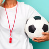 Pack of 15 Red Plastic Whistles with Lanyard Neck Cord