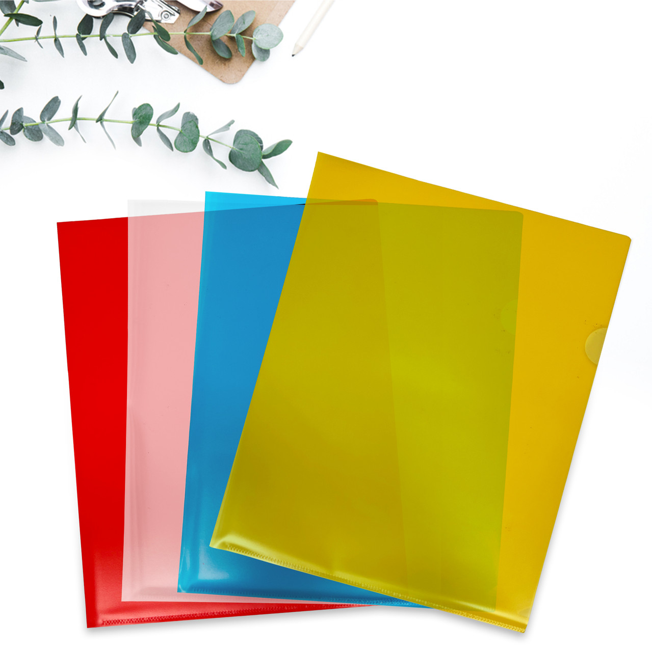 Pack of 25 A4 Clear L Shaped Open Top and Side Report File Folders