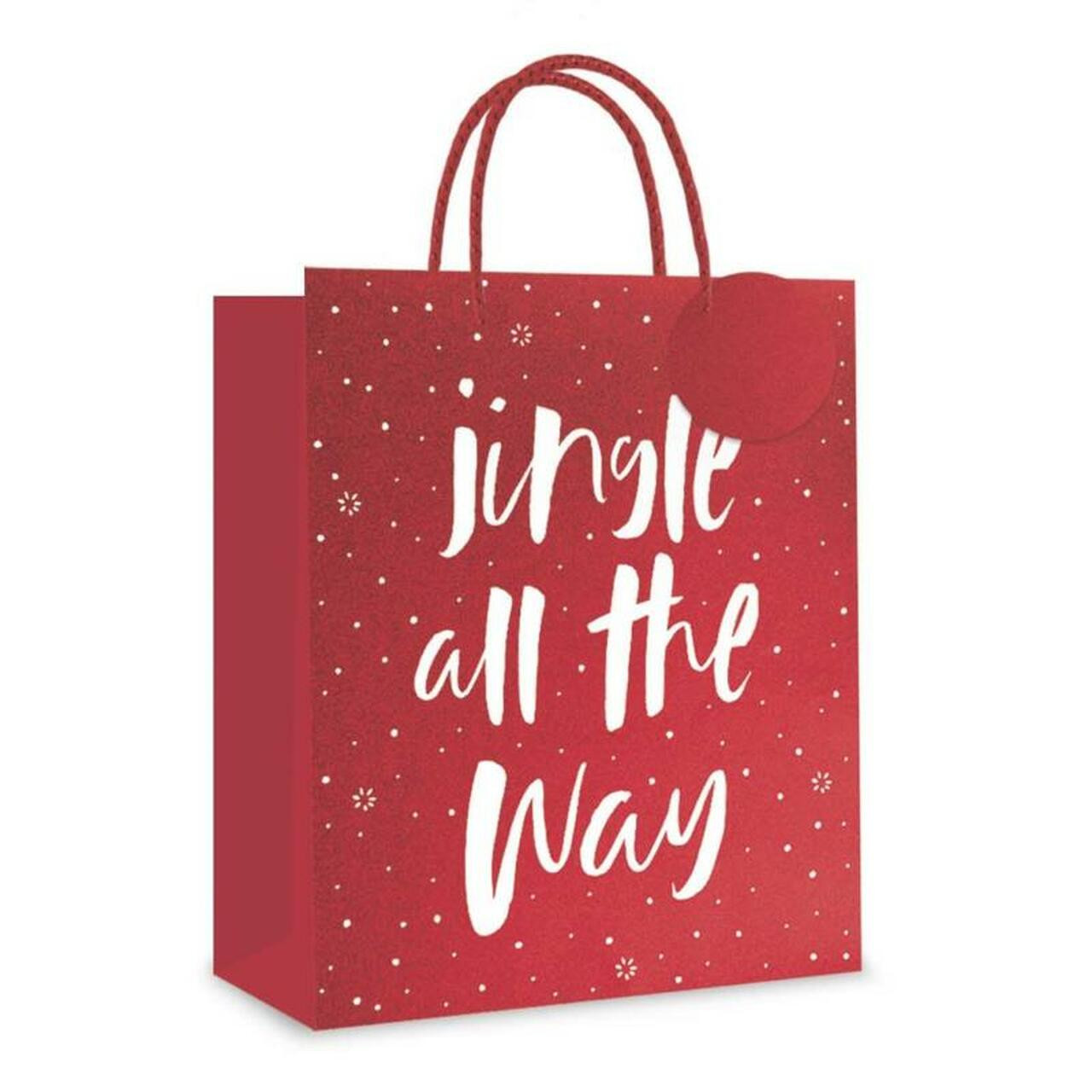 Pack of 12 Large Red Christmas Gift Bags Jingle All The Way