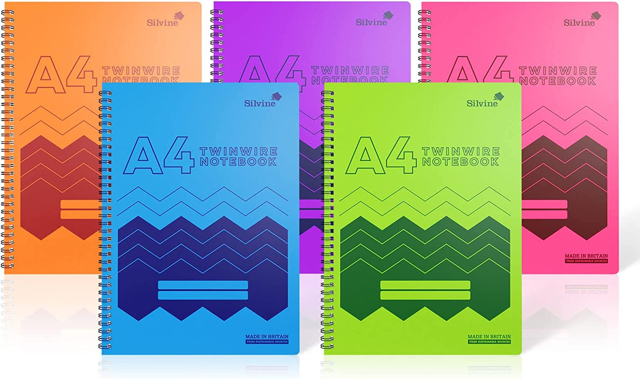 Silvine Premium FSC A5 Wirebound Card Cover Notebook Ruled 160 Pages