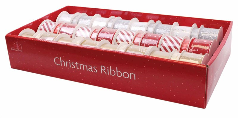 Pack of 3 Types Single Colour Luxury Christmas Ribbon Spools ...