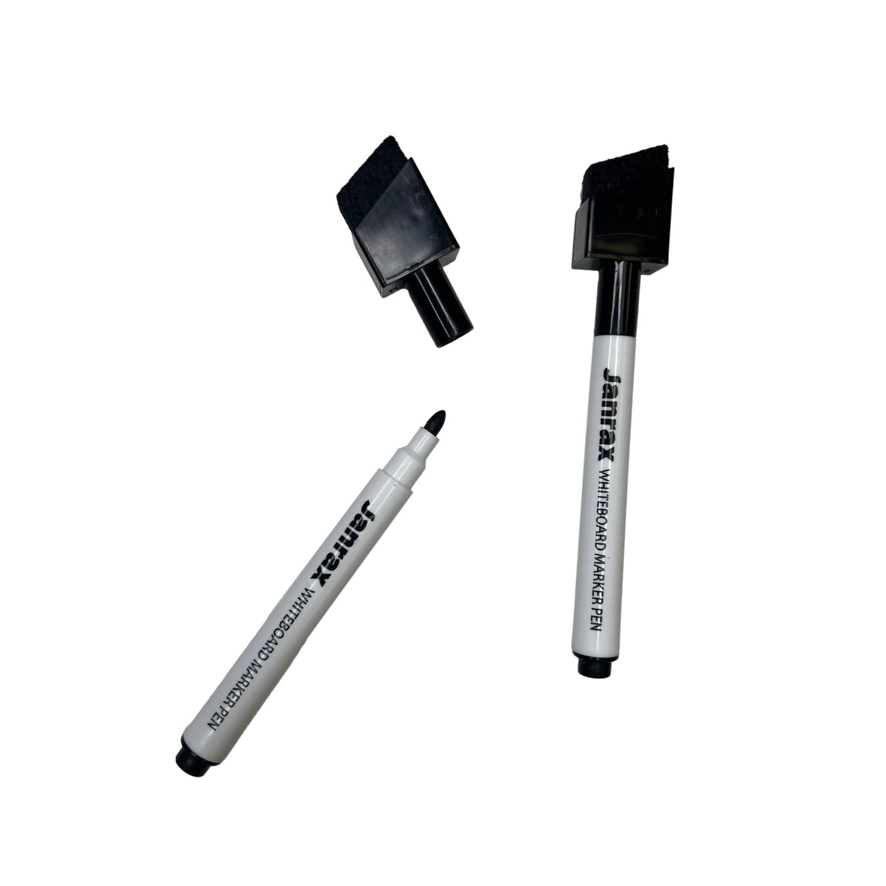 Pack of 12 Magnetic Whiteboard Black Marker Pens with Dry Wipe