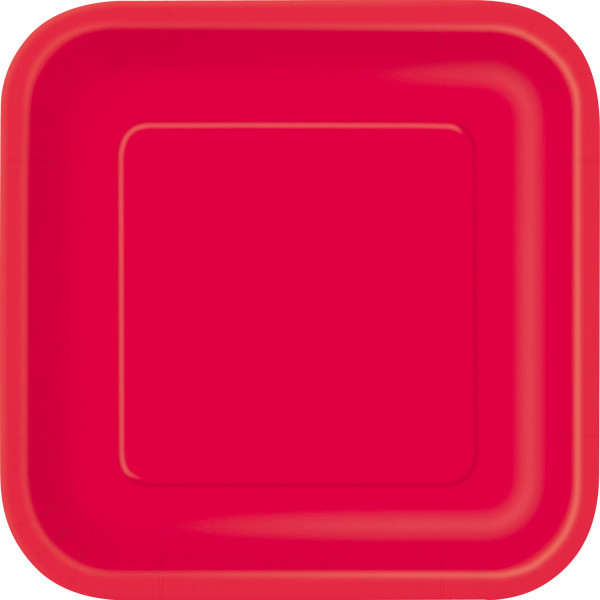 Pack of 14 Ruby Red 9 inch Square Plates - Stationery Wholesale