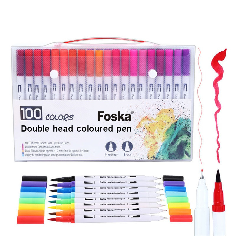 Marker 100 Double Head Coloured Pen Pack Of 100 Assorted Colour